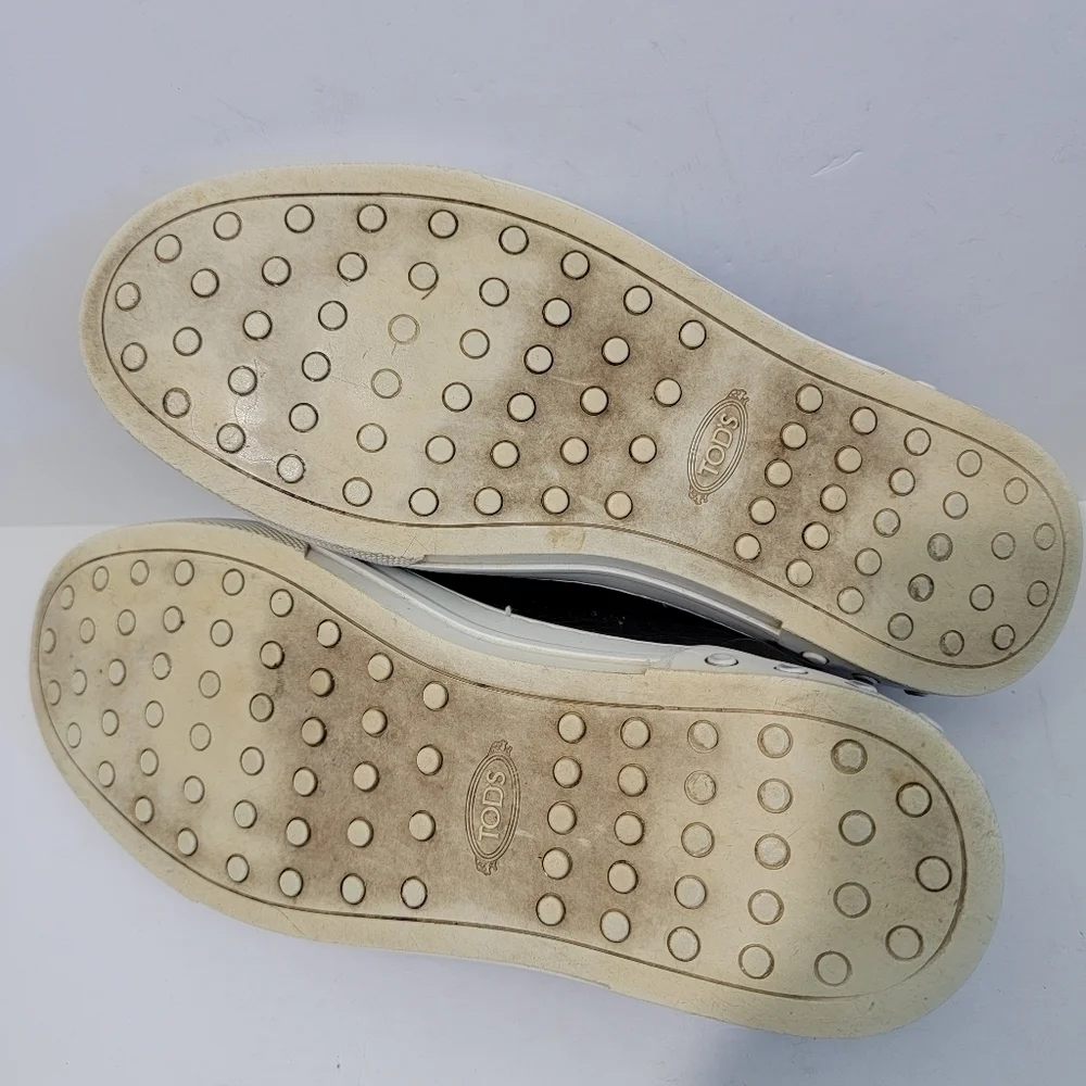 TODS Men Black Leather Slip-On Sneakers 6.5/40 Quite Luxury Designer Minimalist